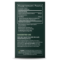 Gaia Herbs Adaptogen Performance Mushrooms & Herbs Supplement Facts & Suggested Use || 60 ct