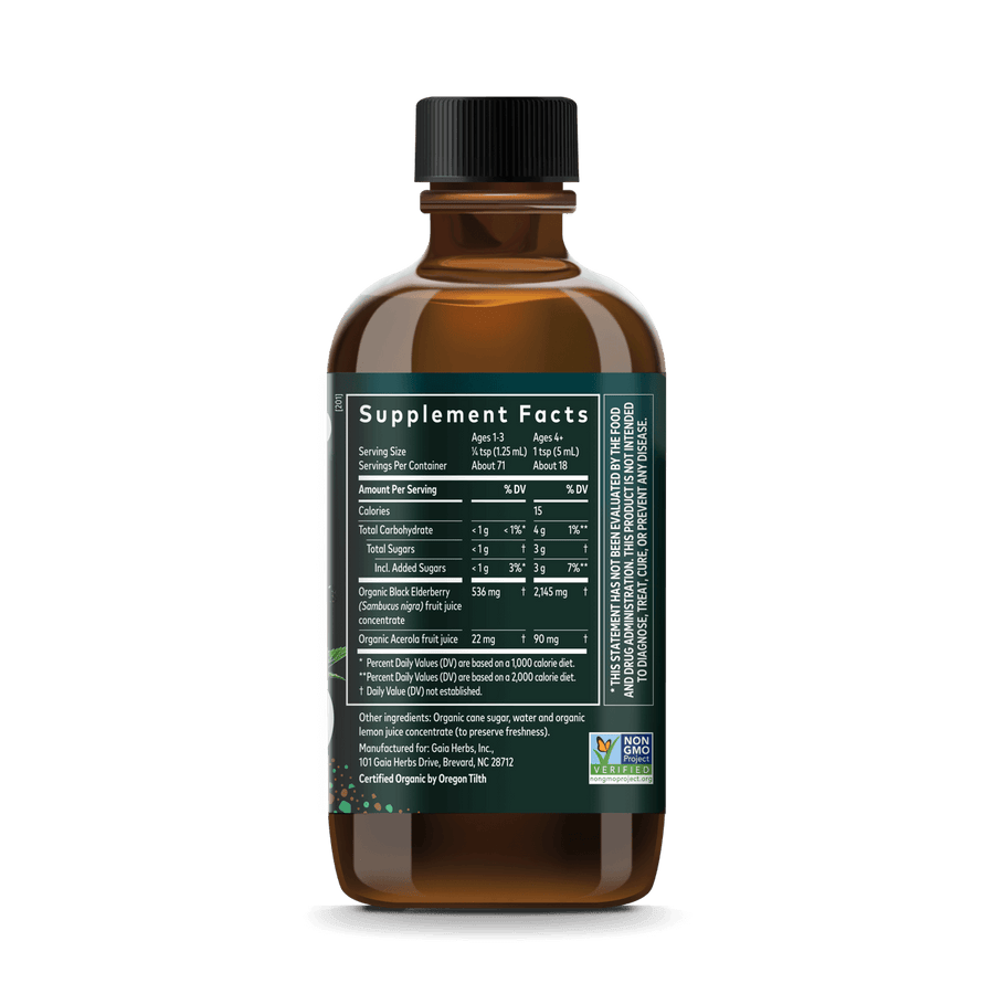 Extra Strength Black Elderberry Syrup ||3oz supplement facts bottle panel