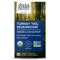 Gaia Herbs Turkey Tail Mushroom Pills front carton || 40 ct
