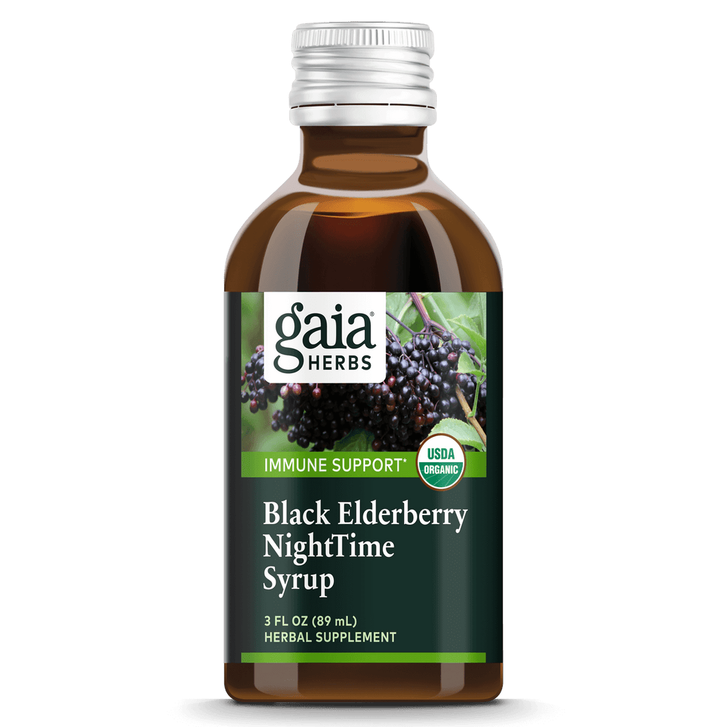 Gaia Herbs Black Elderberry NightTime Syrup for Immune Support || 3 oz