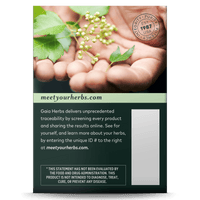 Gaia Herbs Gas & Bloating Herbal Tea carton side: meetyourherbs.com || 16 ct