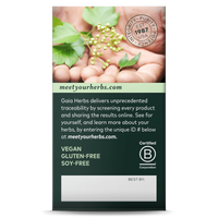 Gaia Herbs Mental Clarity Mushrooms & Herbs carton side: meetyourherbs.com, integrity, potency || 60 ct