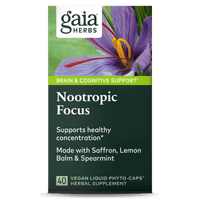 Gaia Herbs Nootropic Focus carton front || 40 ct