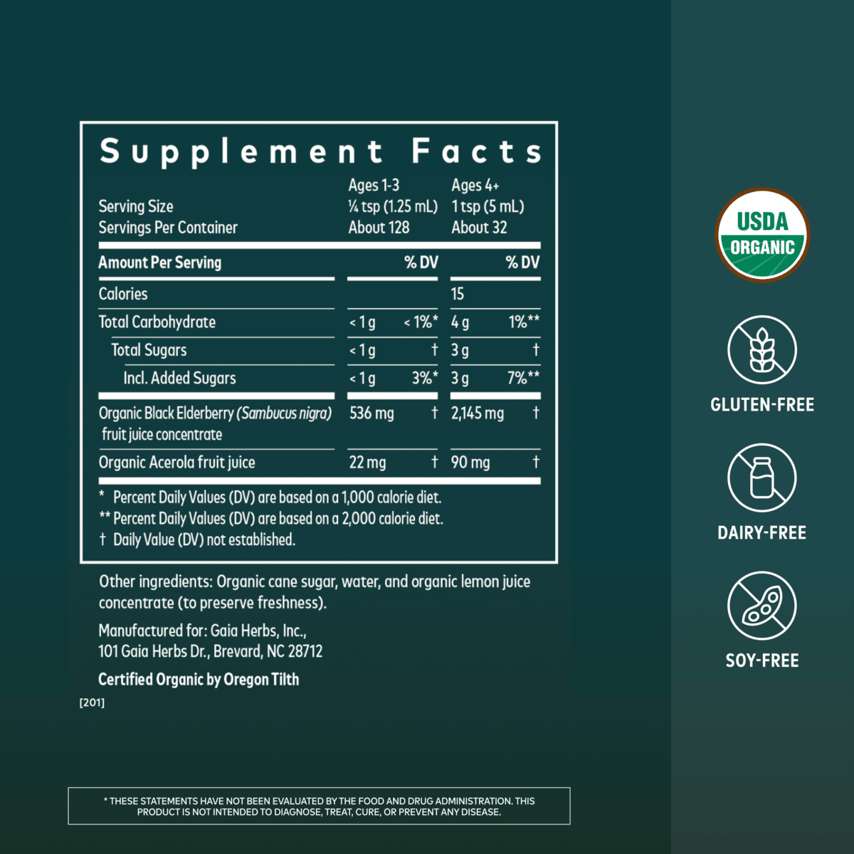 Extra Strength Black Elderberry Syrup ||5.4 oz Supplement Facts