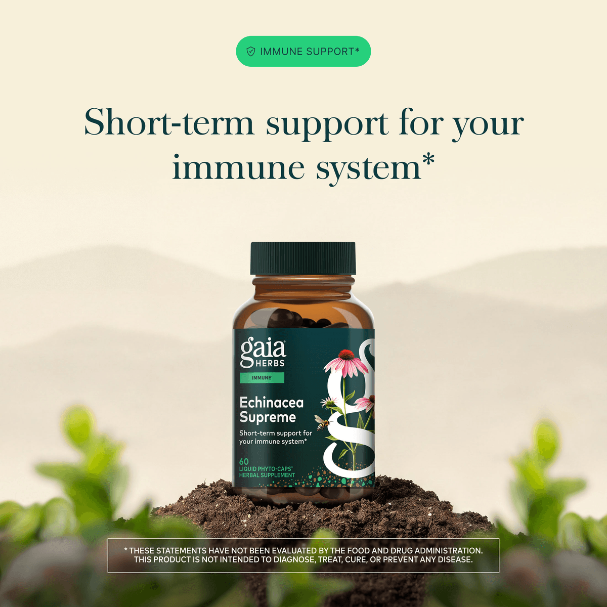 Gaia Herbs Echinacea Supreme for Immune Support || 60 ct Claim