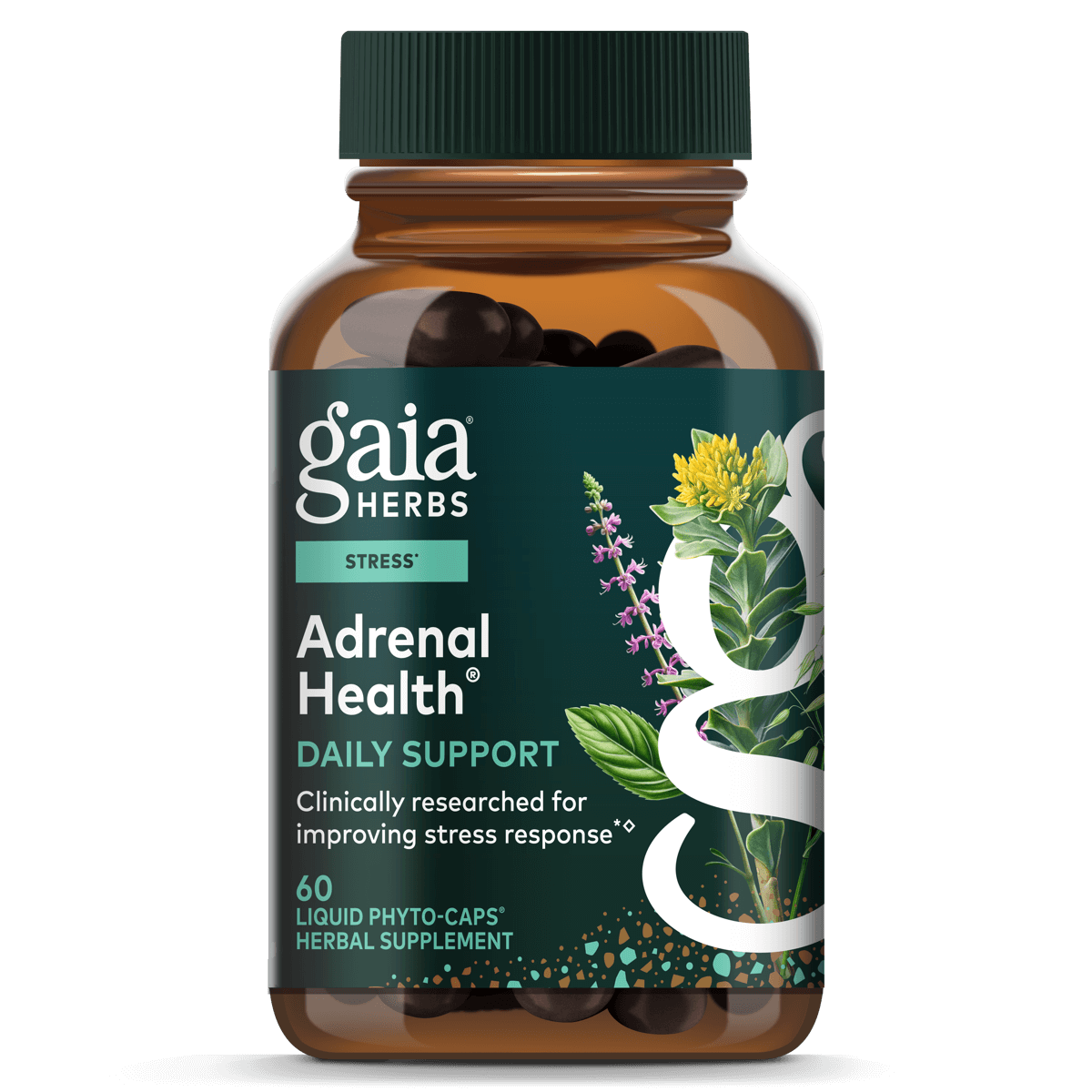 Gaia Herbs Adrenal Health Daily Support for Stress Support || 60 ct