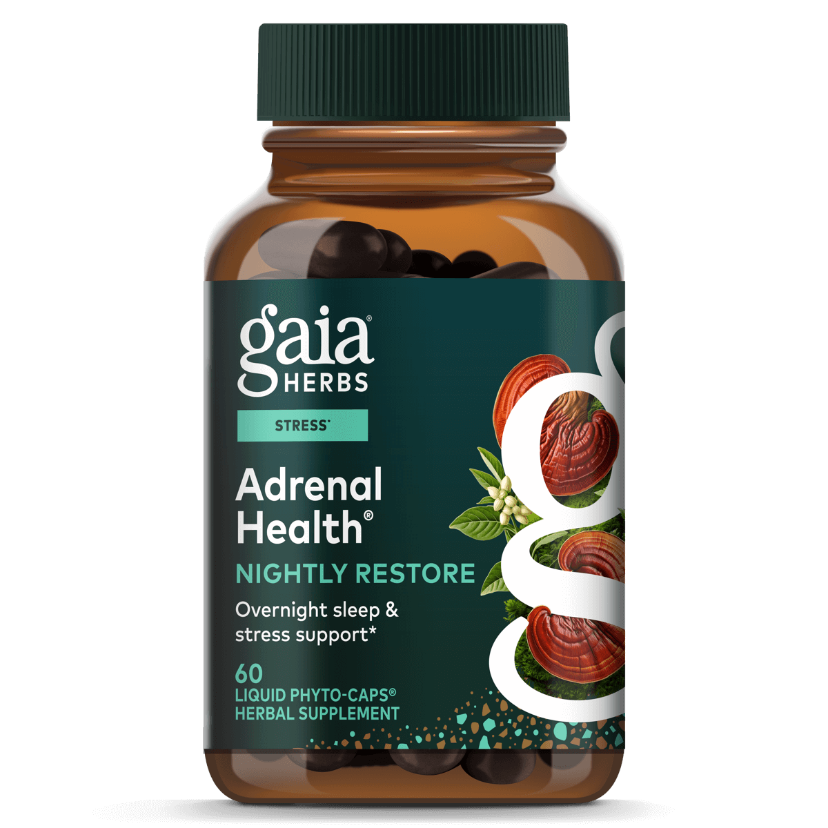 Gaia Herbs Adrenal Health Nightly Restore for Stress Support || 60 ct