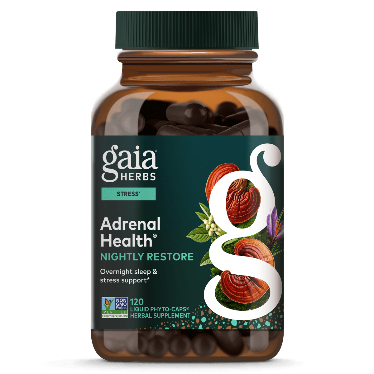 Gaia Herbs Adrenal Health Nightly Restore for Stress Support || 120 ct