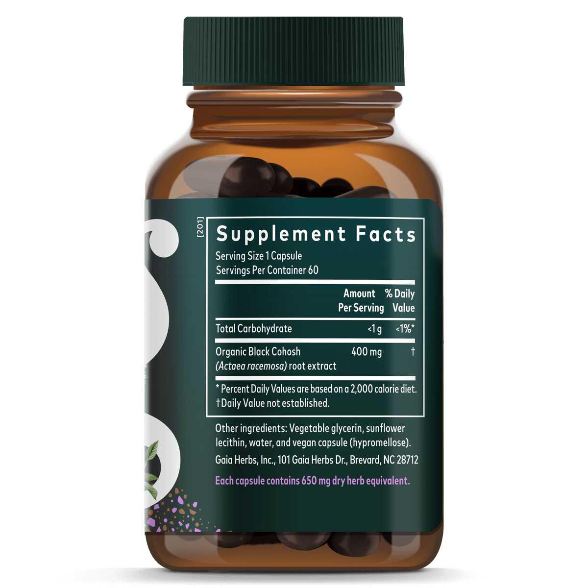Gaia Herbs Black Cohosh Pills for Women || 60 ct supplement facts