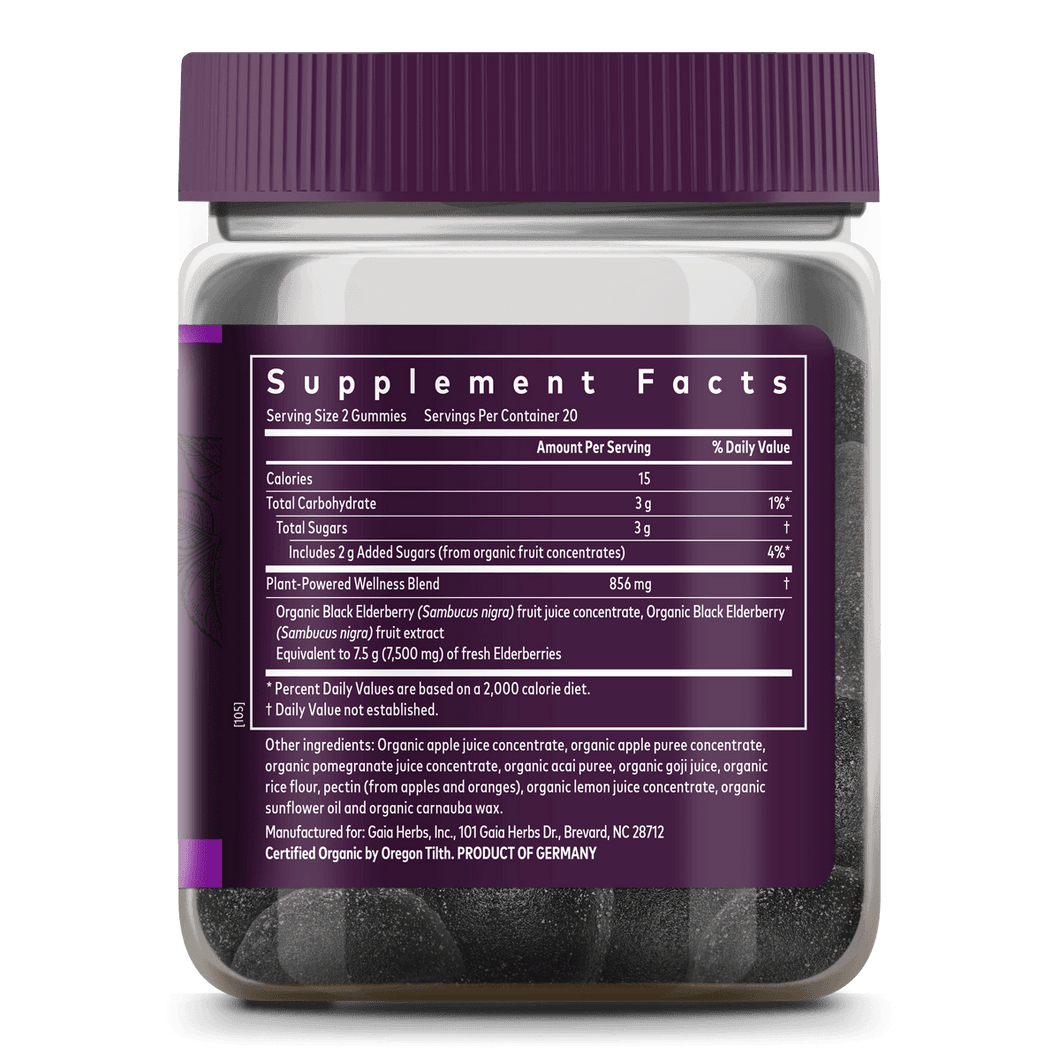 Elderberry Gummies for Adults Daily Immune Support Gaia Herbs Gaia