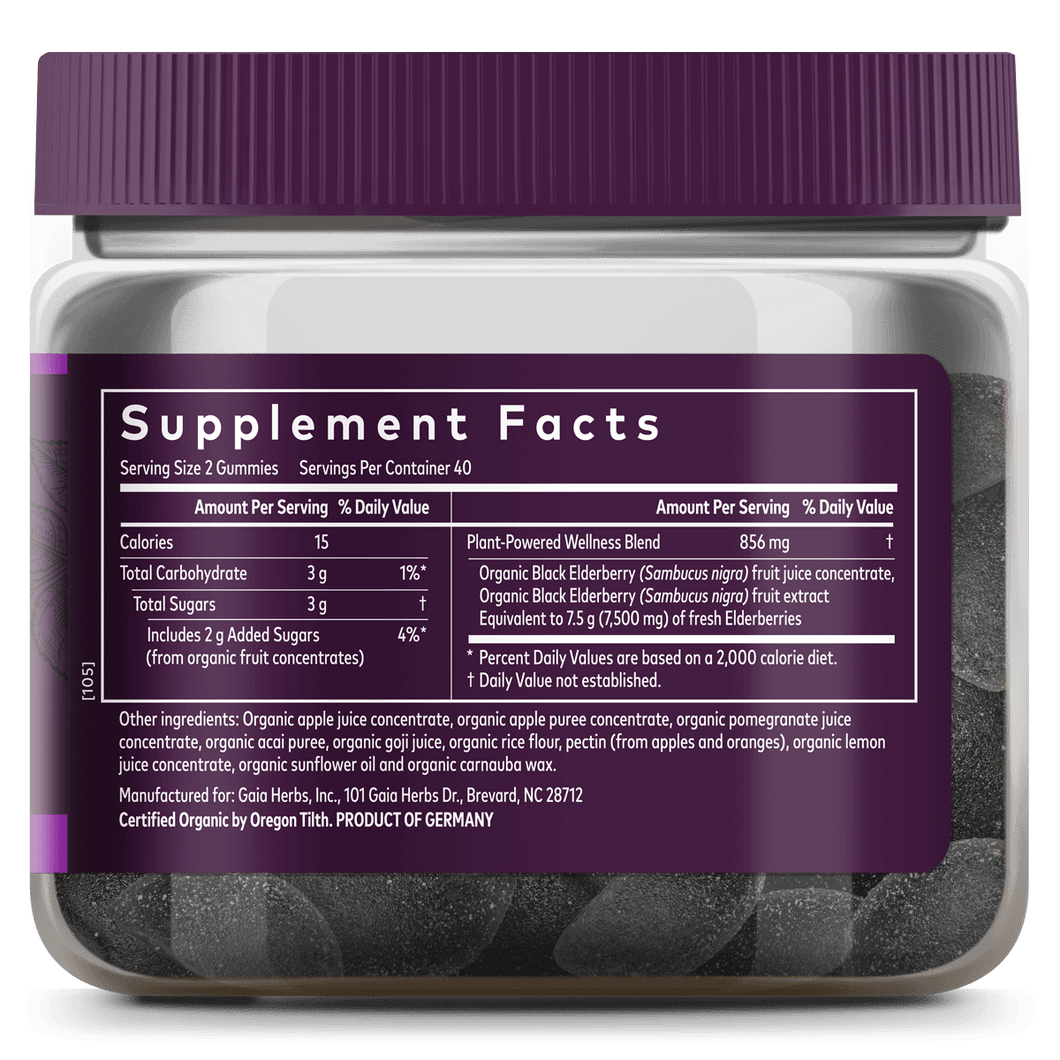 Elderberry Gummies for Adults Daily Immune Support Gaia Herbs Gaia