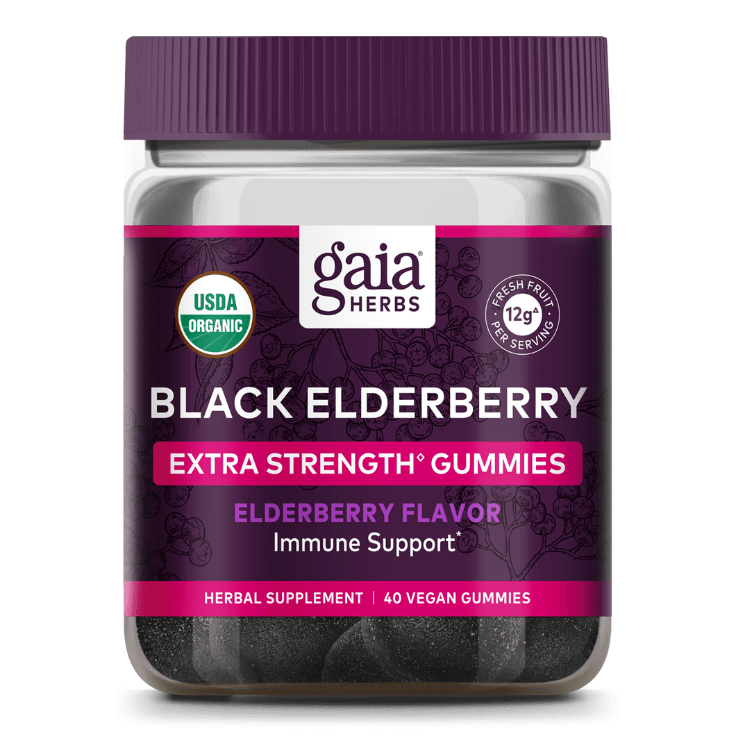 Gaia Herbs Black Elderberry Extra Strength Gummies for Immune Support || 40 ct