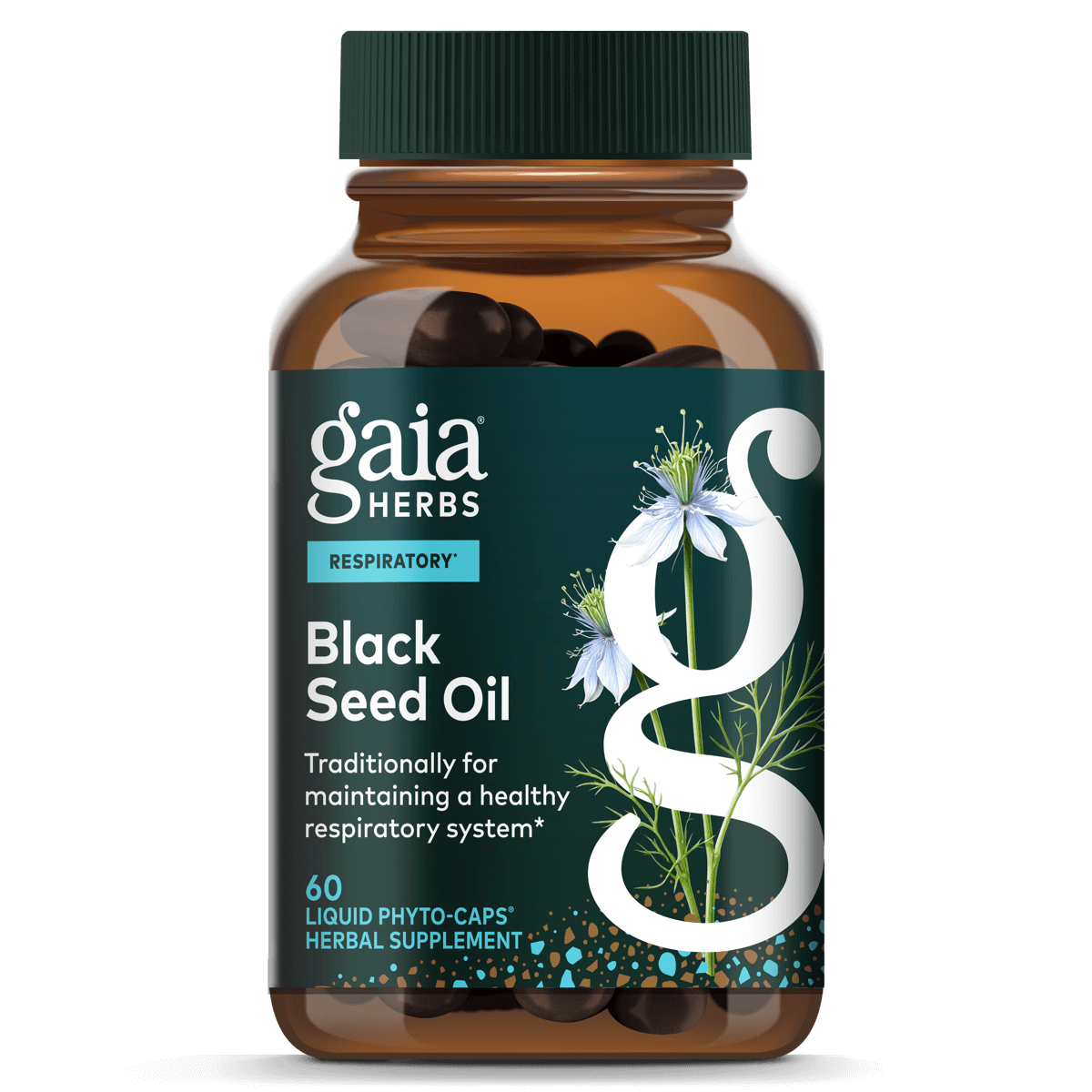 Gaia Herbs Black Seed Oil pills for Respiratory Support || 60 ct