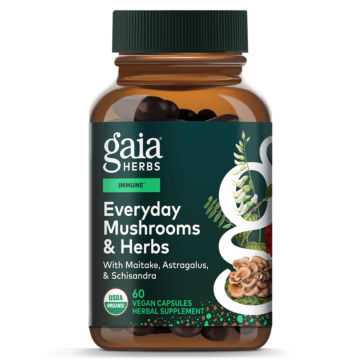 Gaia Herbs Everyday Immune Mushrooms & Herbs || 60 ct