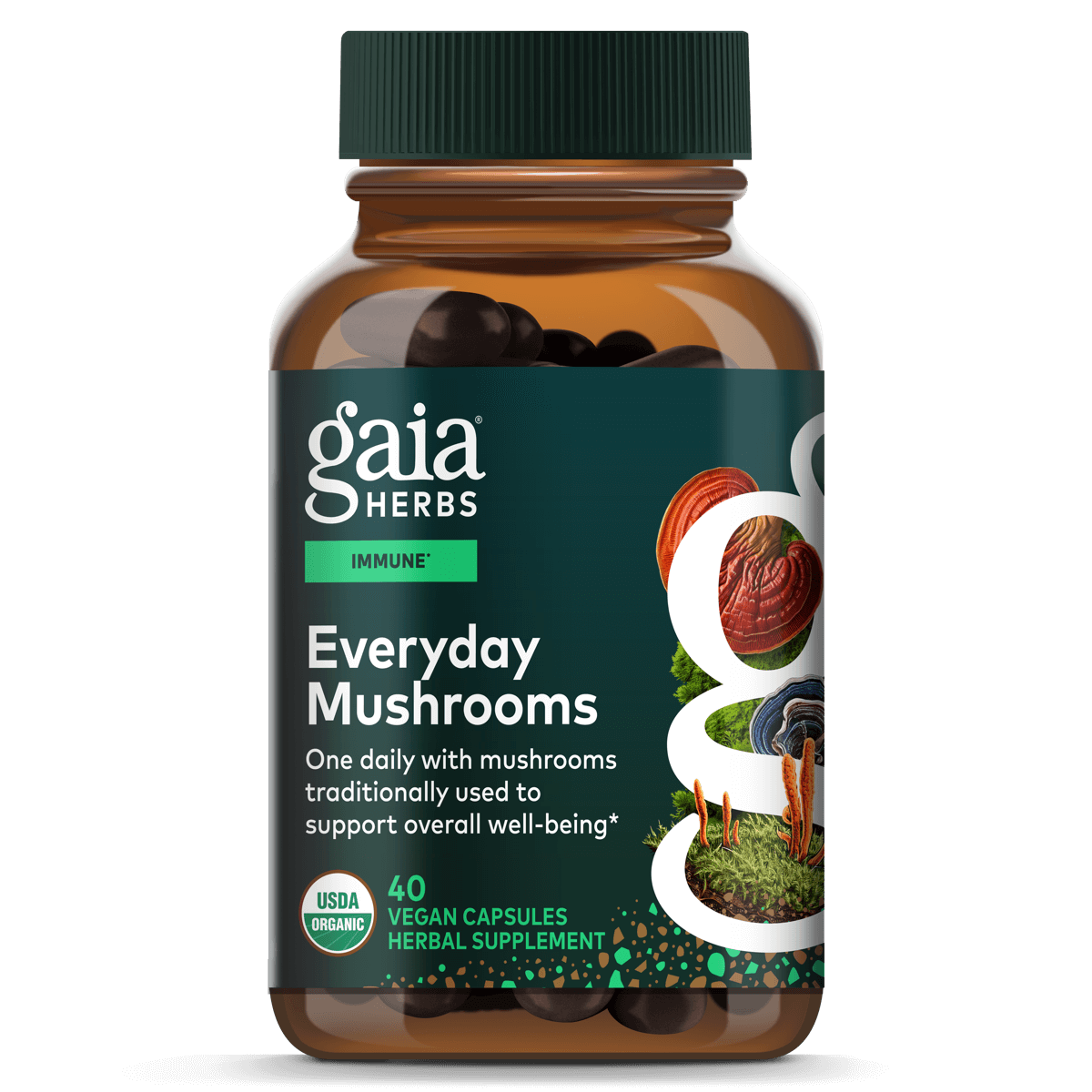 Gaia Herbs Everyday Mushrooms - Formerly - Immune Mushroom Blend || 40 ct