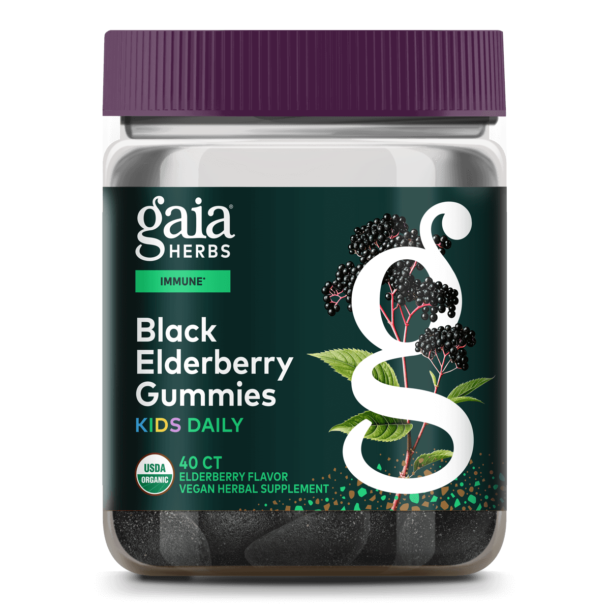 GaiaKids® Black Elderberry Kids Daily Gummies for Immune Support || 40 ct