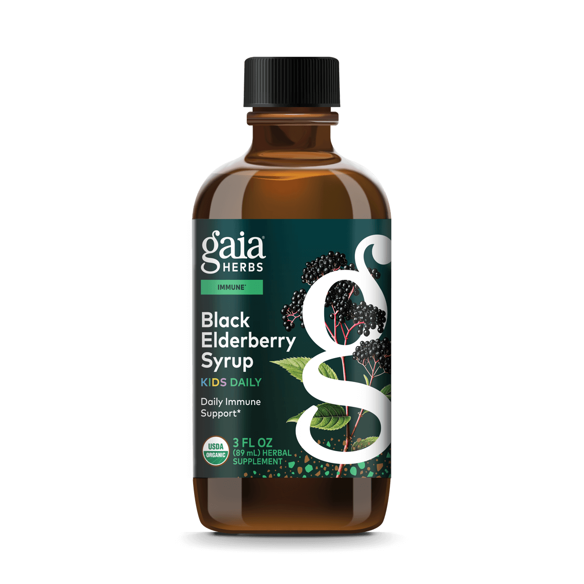 Gaia Herbs GaiaKids Black Elderberry Syrup for Immune Support || 3 oz