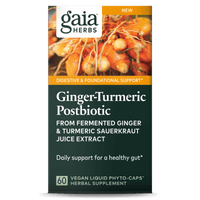 Gaia Herbs Ginger-Turmeric Postbiotic front carton || 60 ct