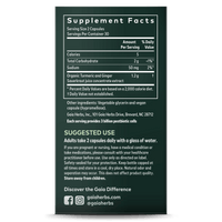 Gaia Herbs Ginger-Turmeric Postbiotic supplement facts || 60 ct