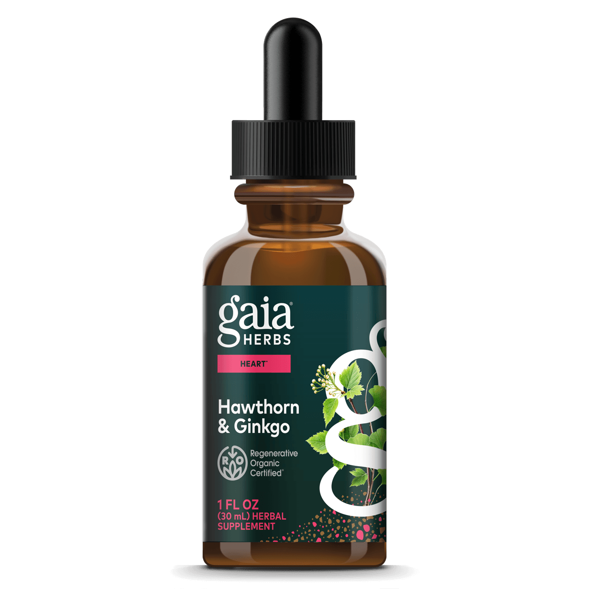 Gaia Herbs Hawthorn & Ginkgo Extract, Certified Organic for Heart Support || 1 oz 