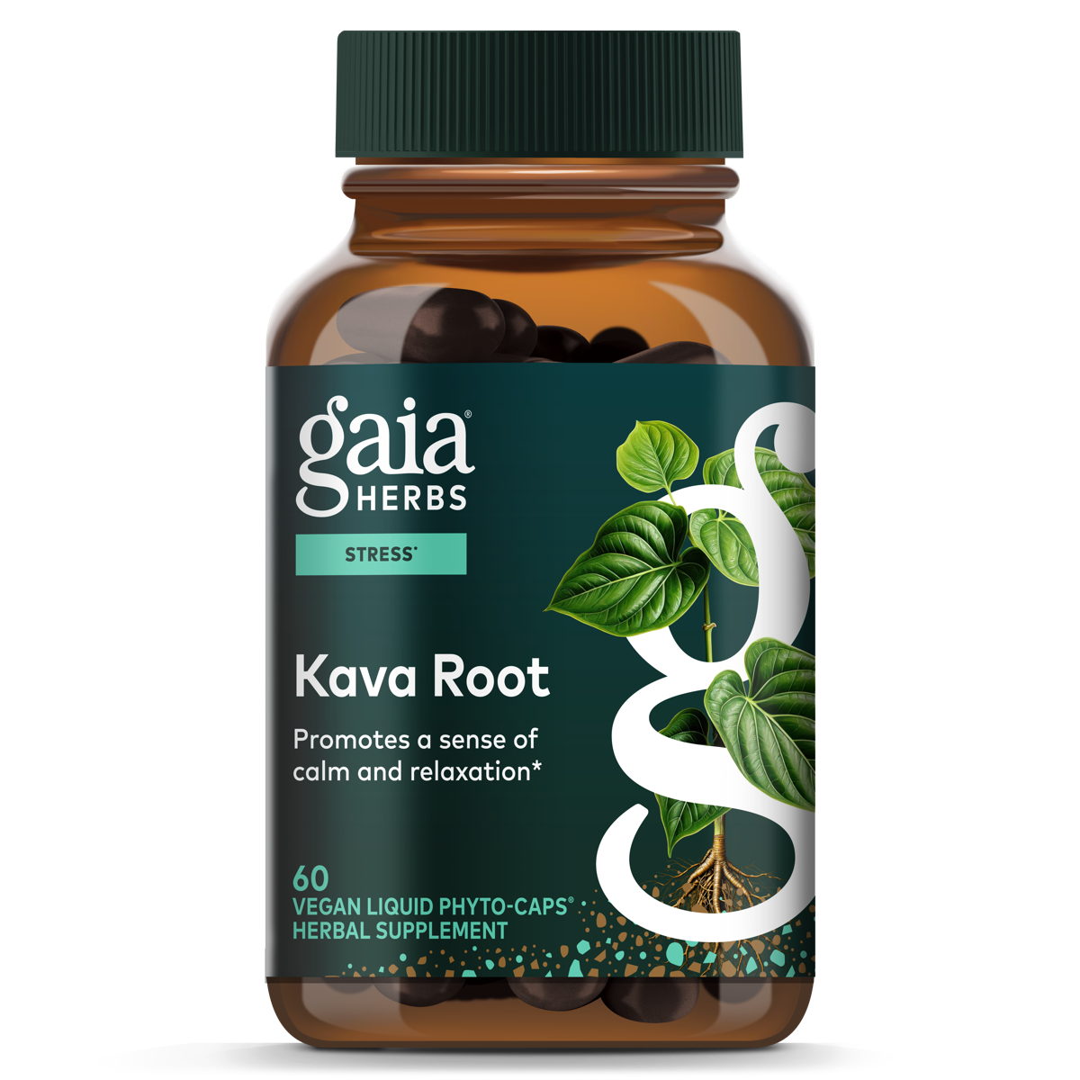 Kava Root 60 Count Front Of Bottle Rendering