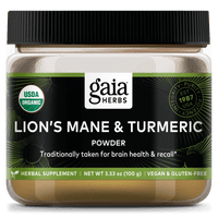 Gaia Herbs Lion's Mane & Turmeric for Brain & Cognitive Support 3.5 ounce bottle