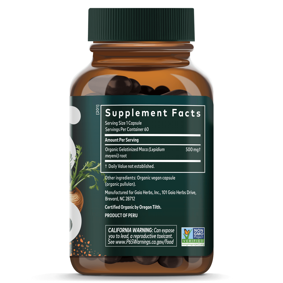 Maca Root 60 Count Supplement Facts