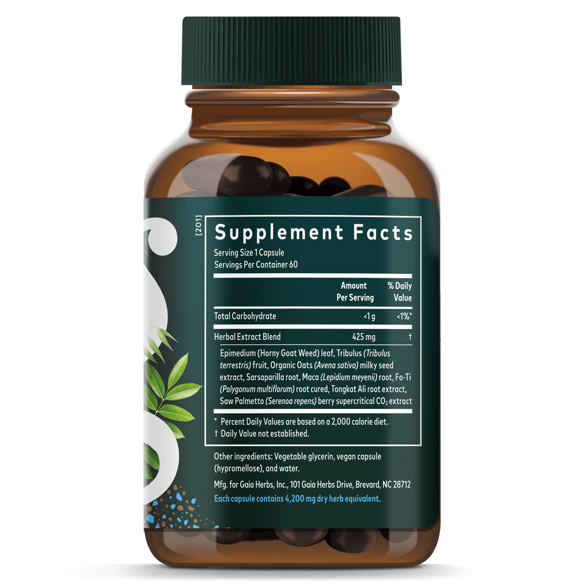 Gaia Herbs Male Libido 60 count Supplement Facts