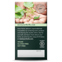 Gaia Herbs Menopause Support Nighttime carton side: meetyourherbs.com || 60 ct