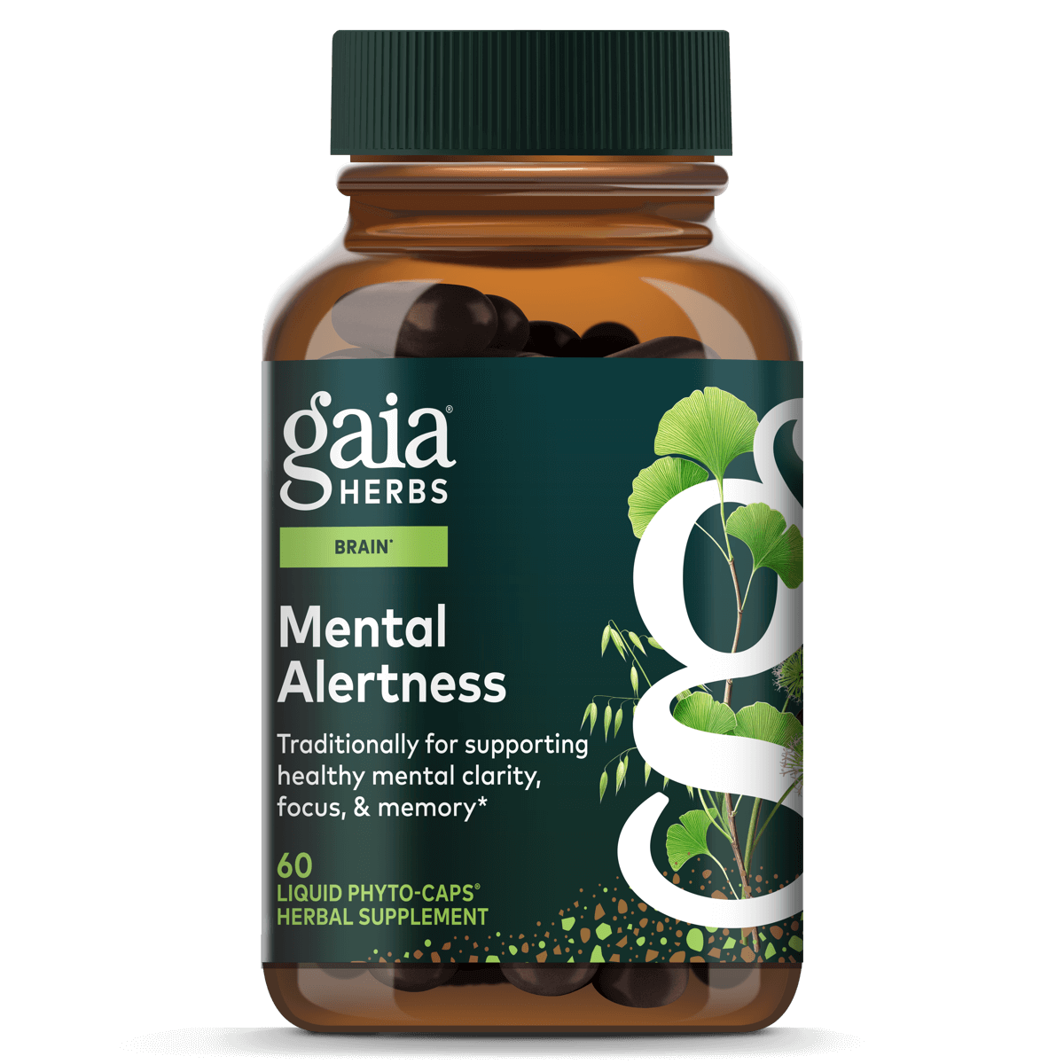 Gaia Herbs Mental Alertness for Brain & Cognitive Support || 60 ct