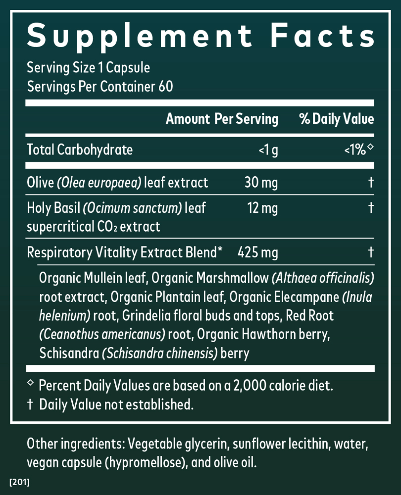 Gaia Herbs Mighty Lungs 60 count Supplement Facts