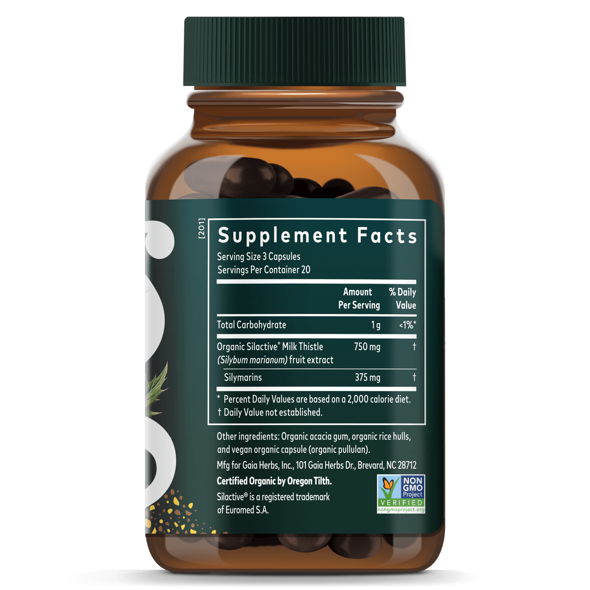 Gaia Herbs Milk Thistle 60 count Supplement Facts
