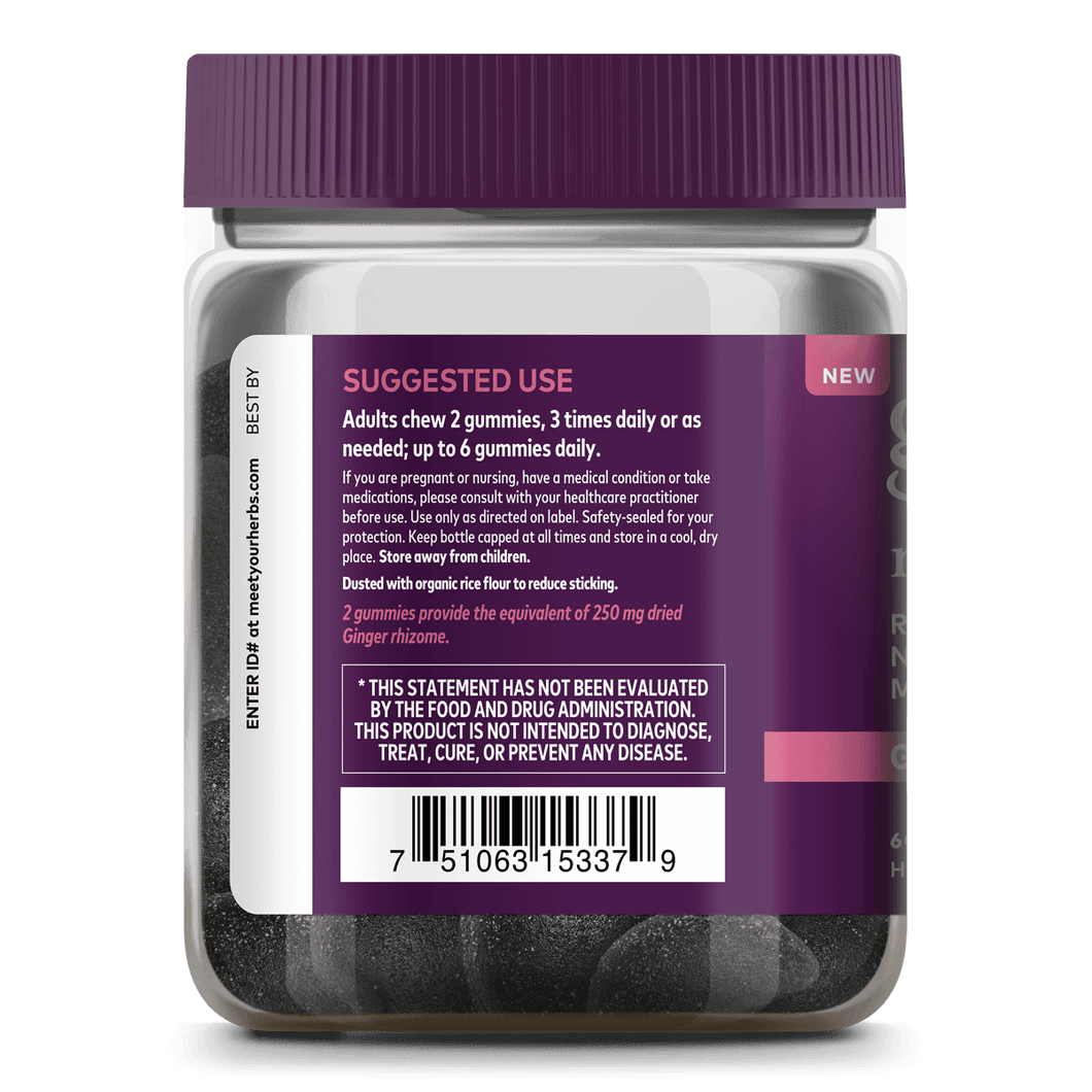 Ginger Gummies to Combat Occasional Nausea, Motion, & Morning Sickness