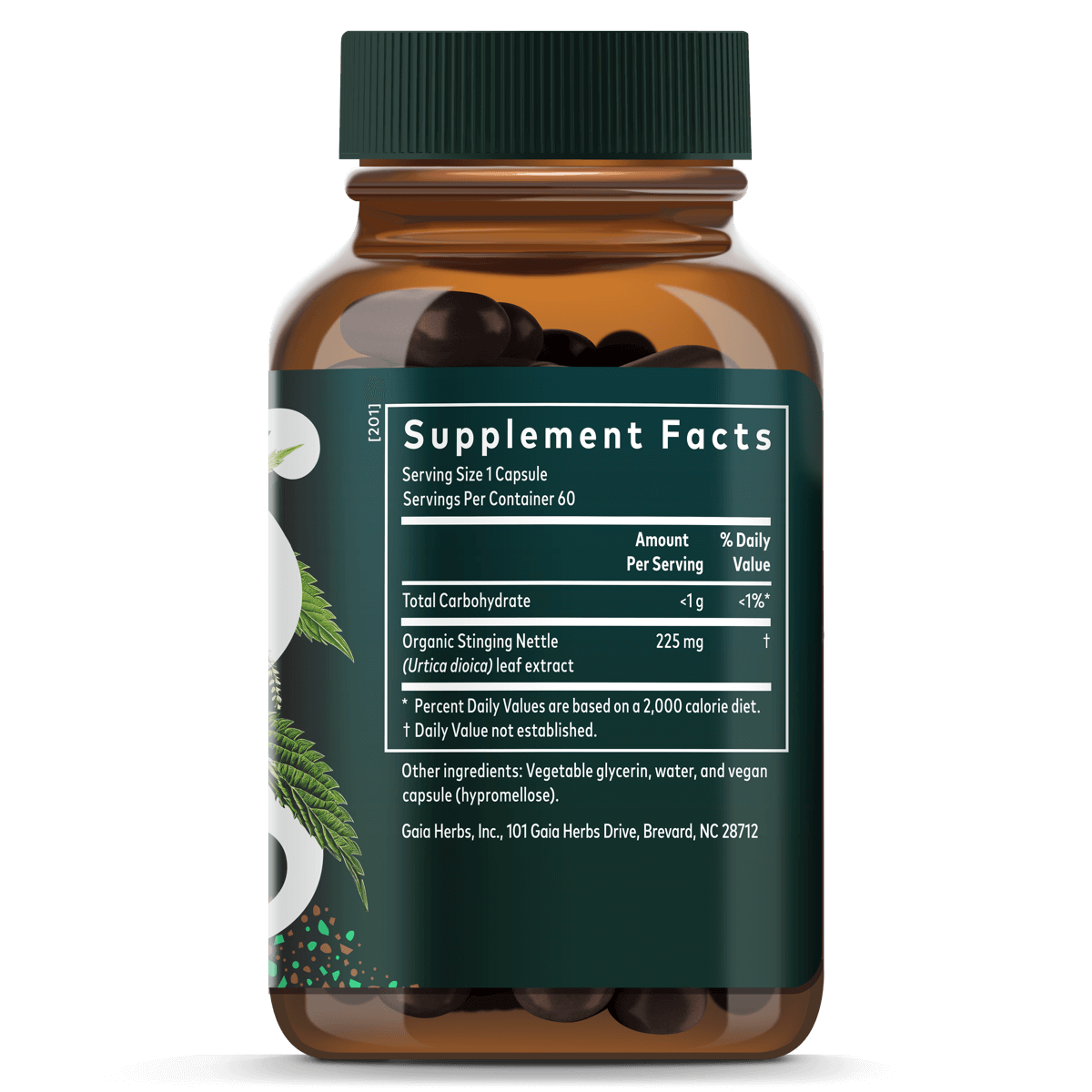 Gaia Herbs Nettle Leaf 60 Count Bottle Supplement Facts