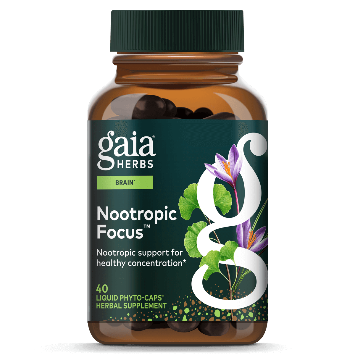 Gaia Herbs Nootropic Focus for Brain & Cognitive Support || 40 ct