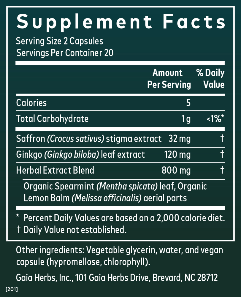 Gaia Herbs Black Elderberry Syrup Kids Daily Supplement Facts Panel