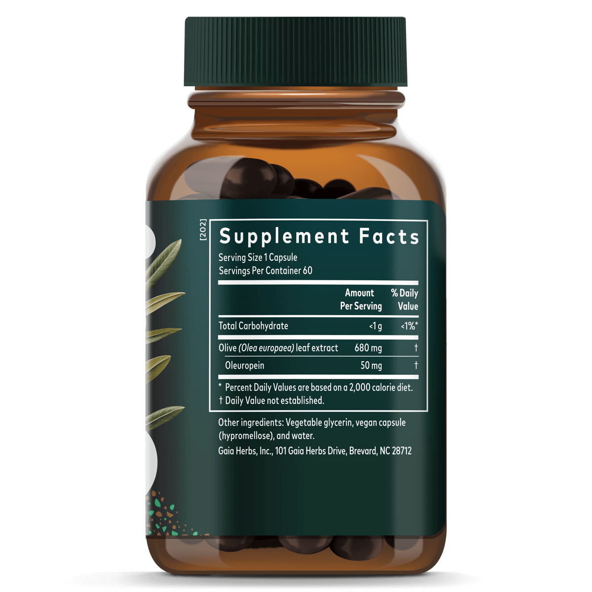 Gaia Herbs Olive Leaf 60 Count Supplement Facts