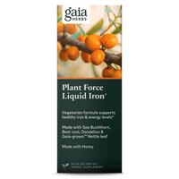 Gaia Herbs PlantForce Liquid Iron carton front || 8.5 oz