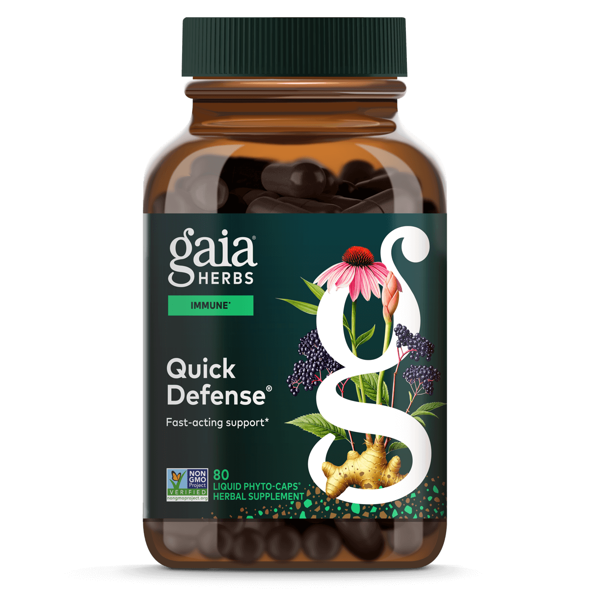 Gaia Herbs Quick Defense for Immune Support || 80 ct