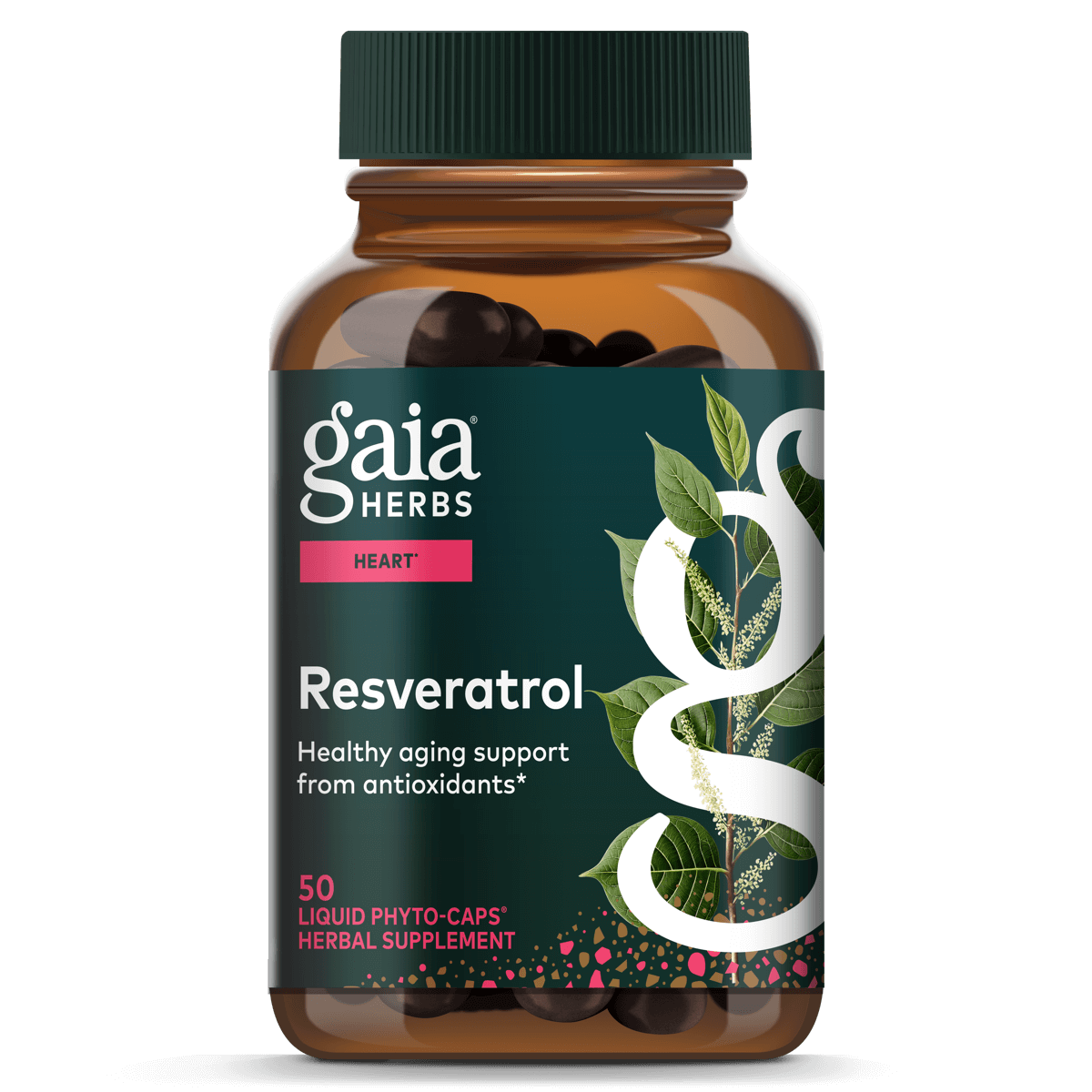 Gaia Herbs Resveratrol supplement 150 mg for Heart Support || 50 ct