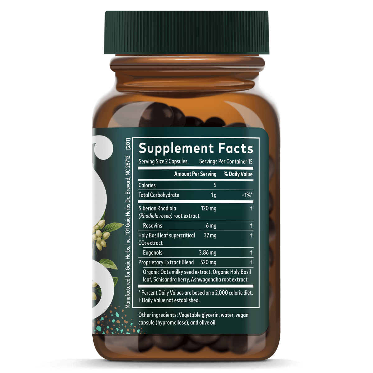 Stress Response 30 count Supplement Facts Bottle Panel