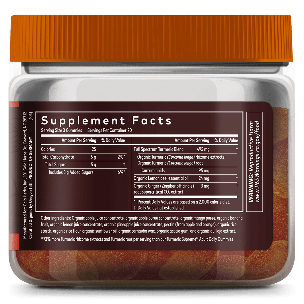 Turmeric Gummies USDA Organic Turmeric Supreme® Extra Strength