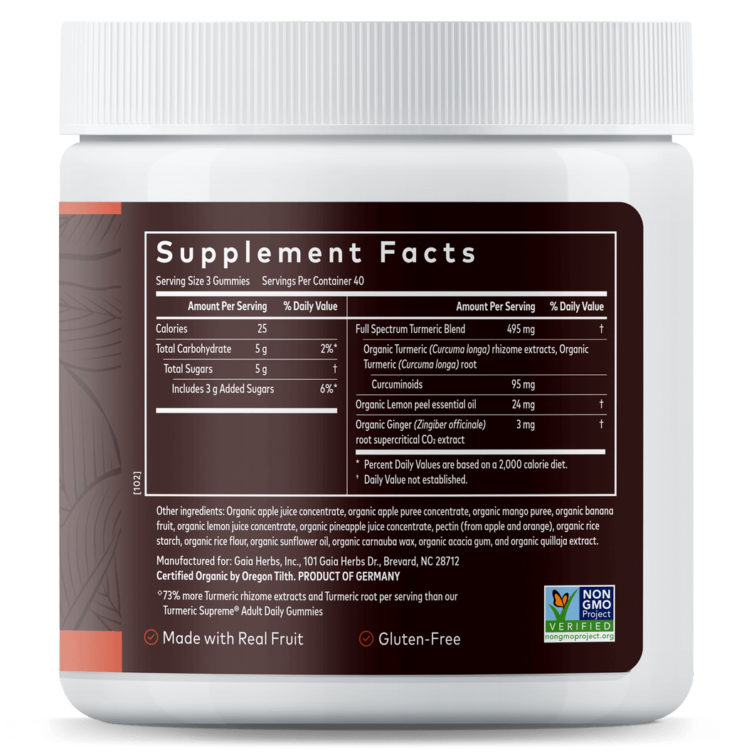 Turmeric Gummies Turmeric Supreme® Extra Strength Gaia Herbs®
