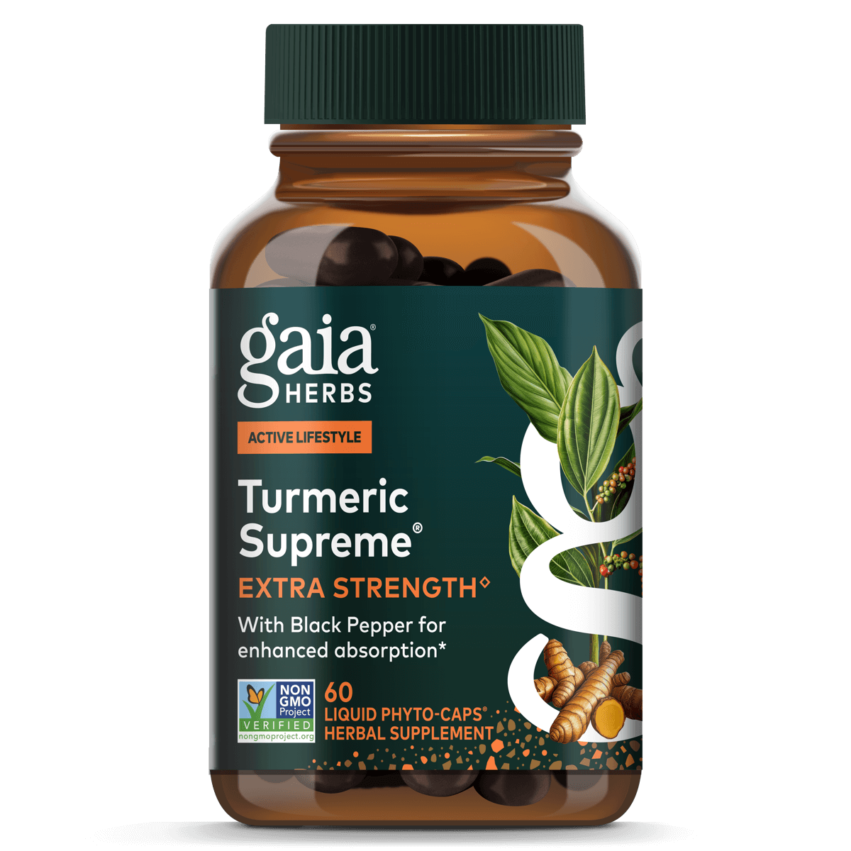 Gaia Herbs Turmeric Pills for Foundational Support || 60 ct
