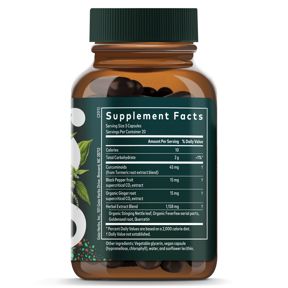 Turmeric Supreme Sinus Support 60 count Supplement Facts Bottle Panel
