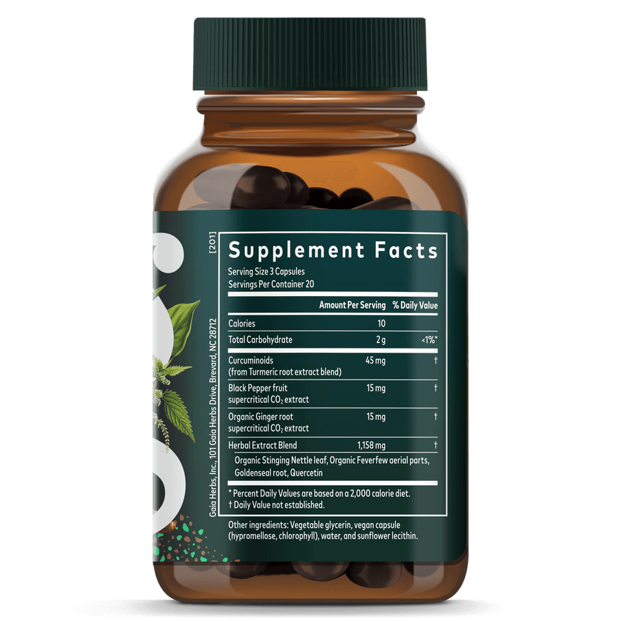 Turmeric Supreme Sinus Support 60 count Supplement Facts Bottle Panel