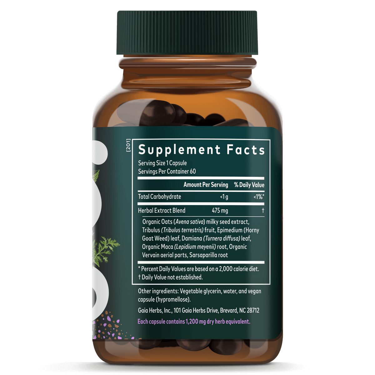 Women's Libido 60 count Supplement Facts Bottle Panel