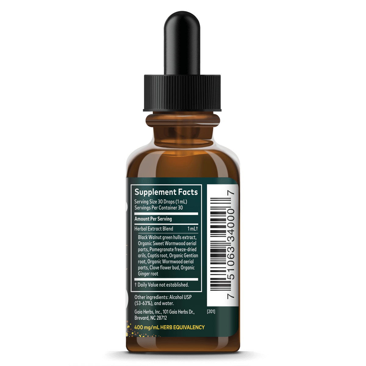Wormwood Black Walnut Supreme Supplement Facts Bottle
