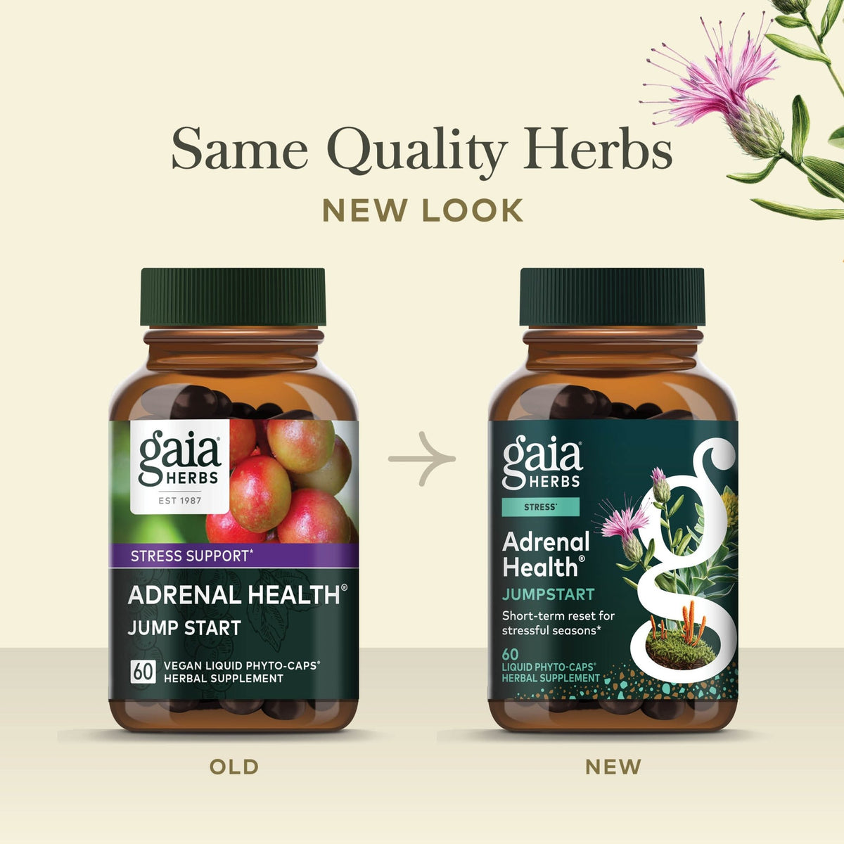 Adrenal Health Jump Start Old Label Versus New Label Comparison 