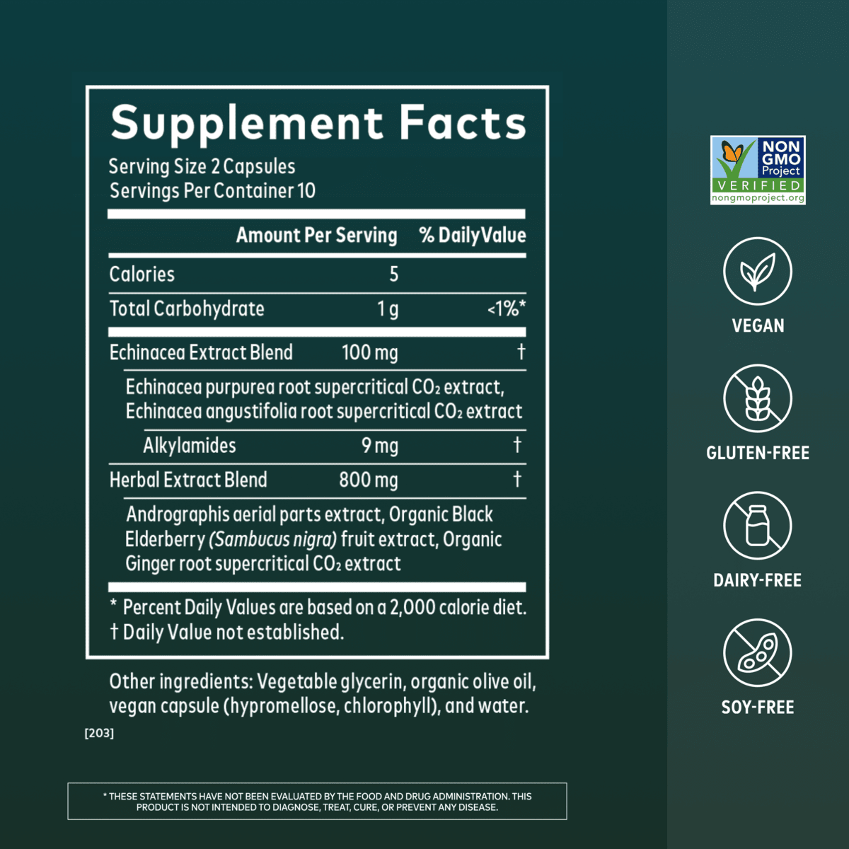 Gaia Herbs Quick Defense for Immune Support || 20 ct Supplement Facts